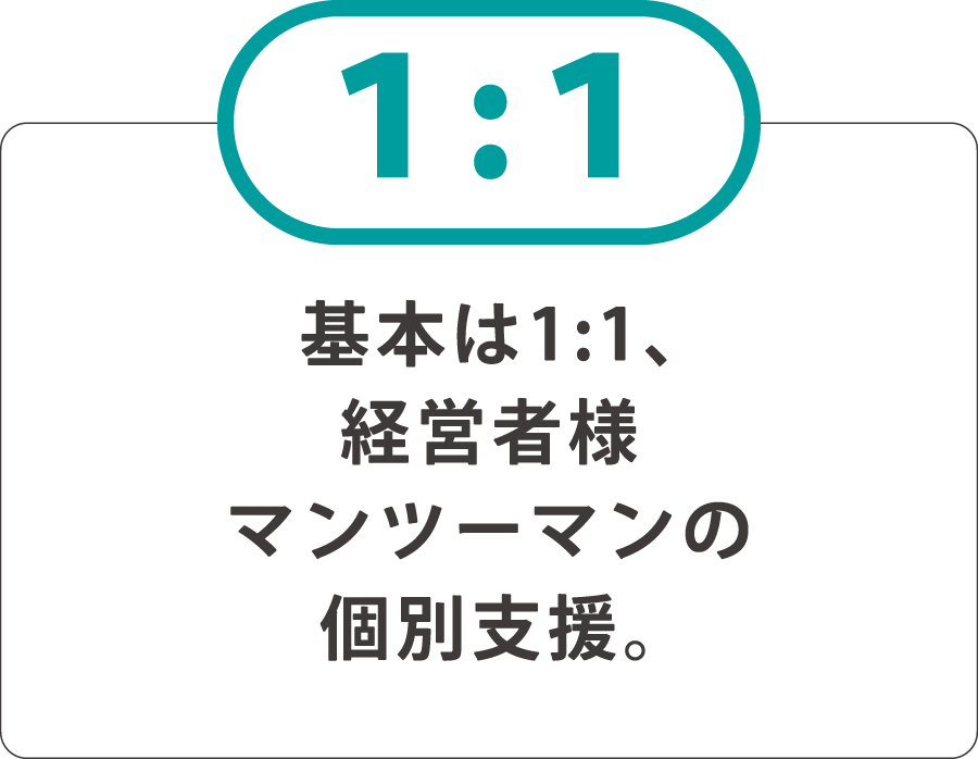 基本、1:1　経営者様マンツーマンの個別支援